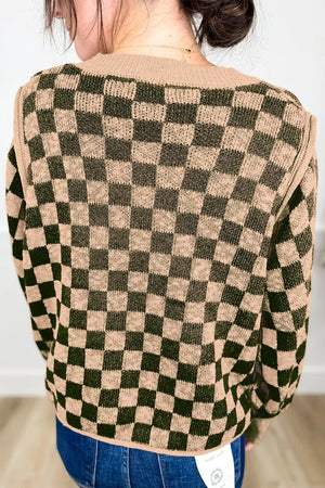 olive green pullover sweater with hip-length and pullover