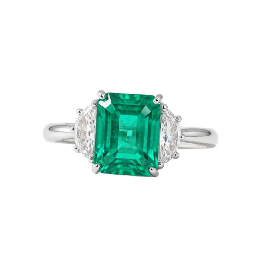 ring in silver with geometric and zircon stones