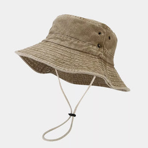 Wide-brim Sun Protection Bucket Hat in Camel with wide brim