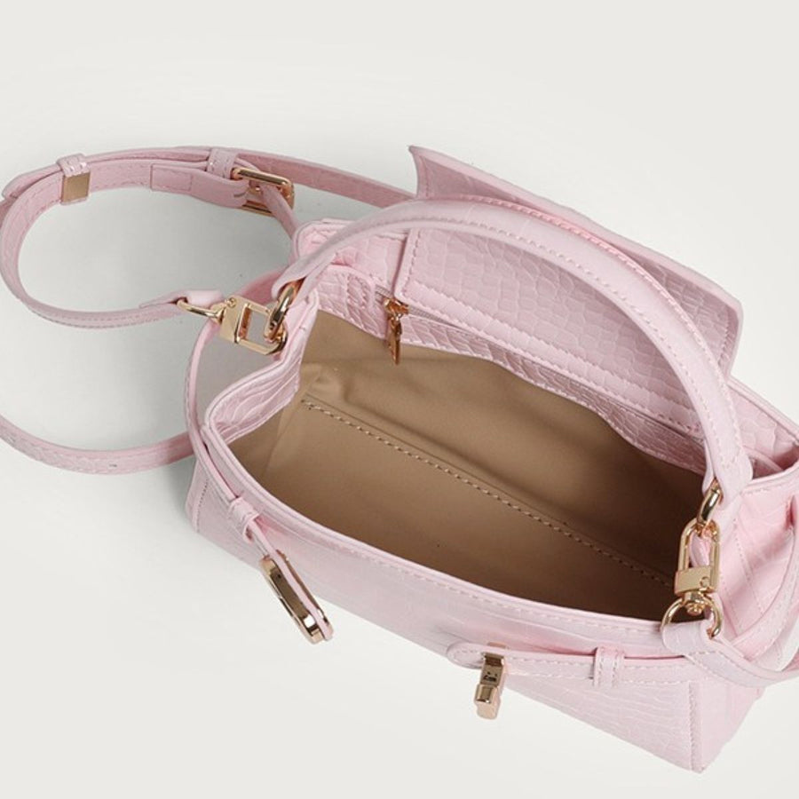 light pink crossbody bag with small and turn-lock