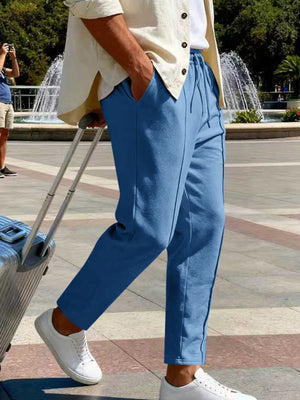 straight-leg pants in Army Green with drawstring and full-length