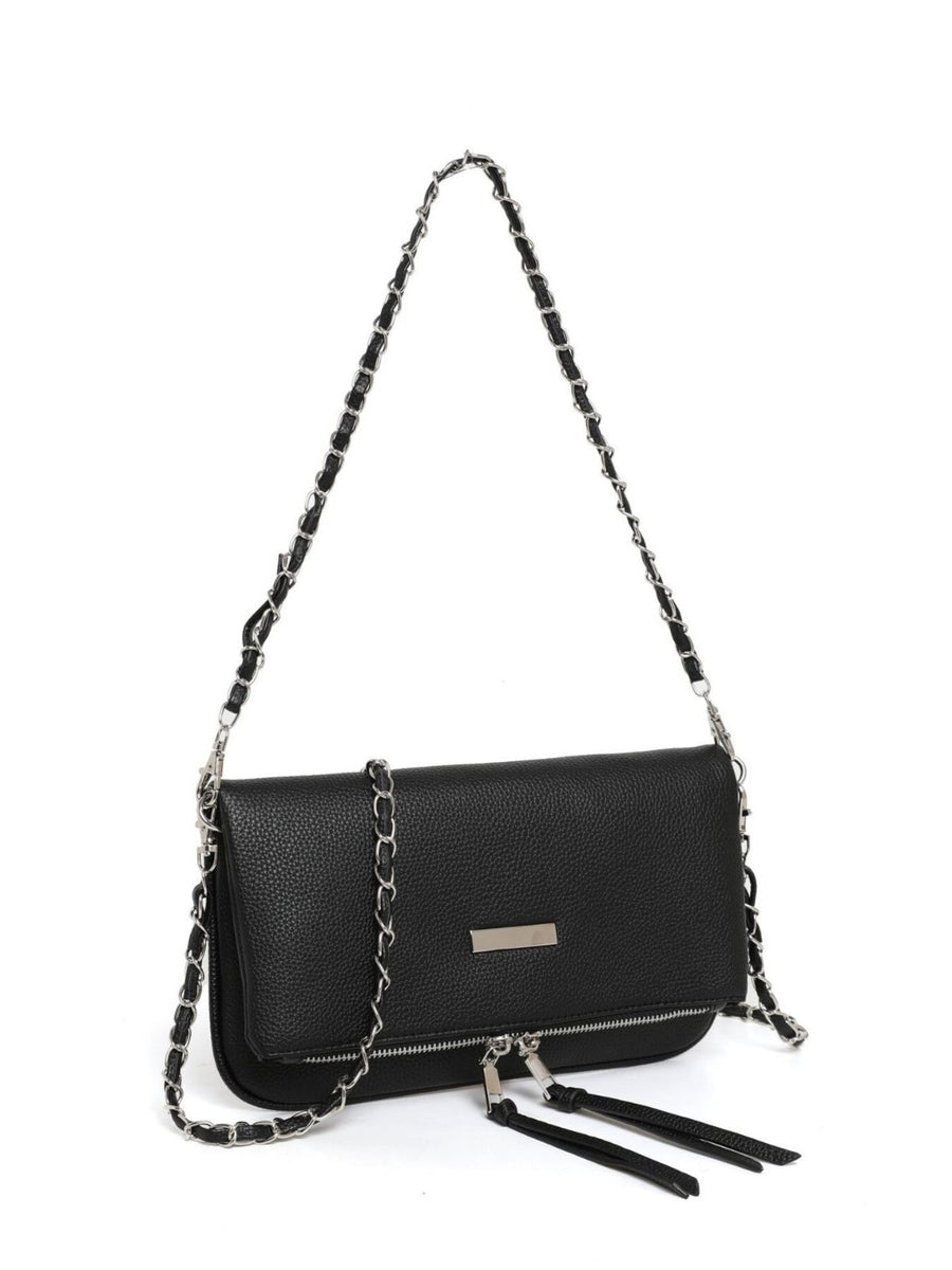 Chain Strap Small Shoulder Bag in Black