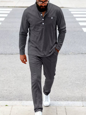 athleisure henley in Navy Blue with henley