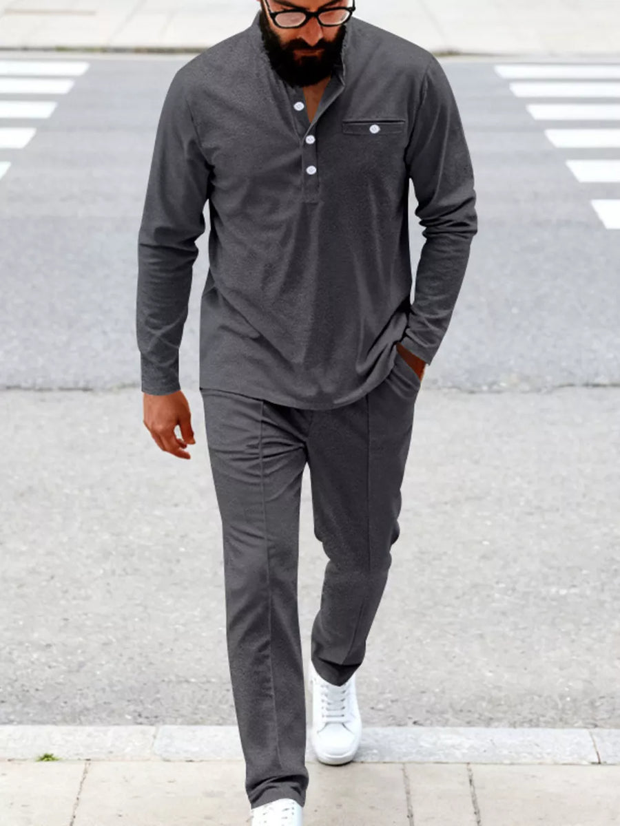 athleisure henley in Navy Blue with henley