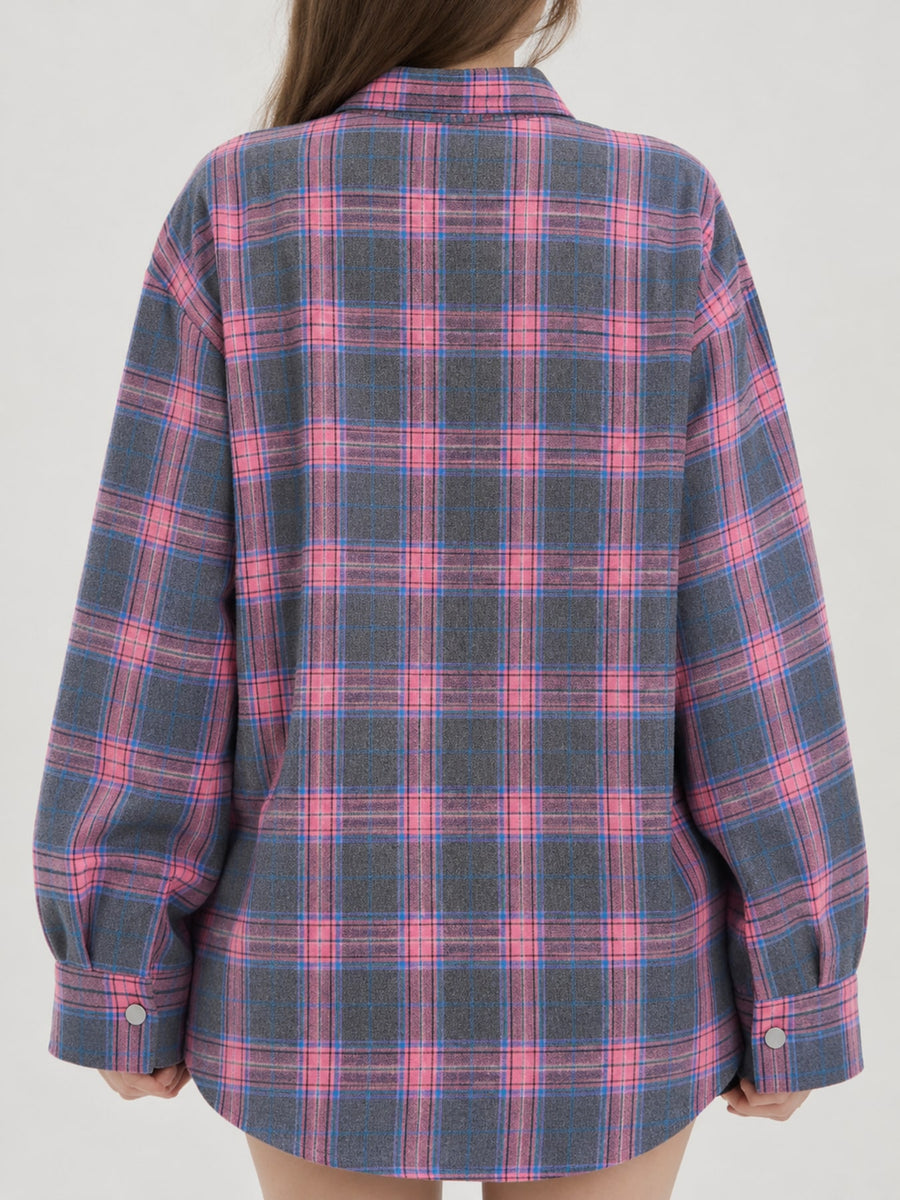 button-down shirt featuring plaid in Green with Polyester 50& texture