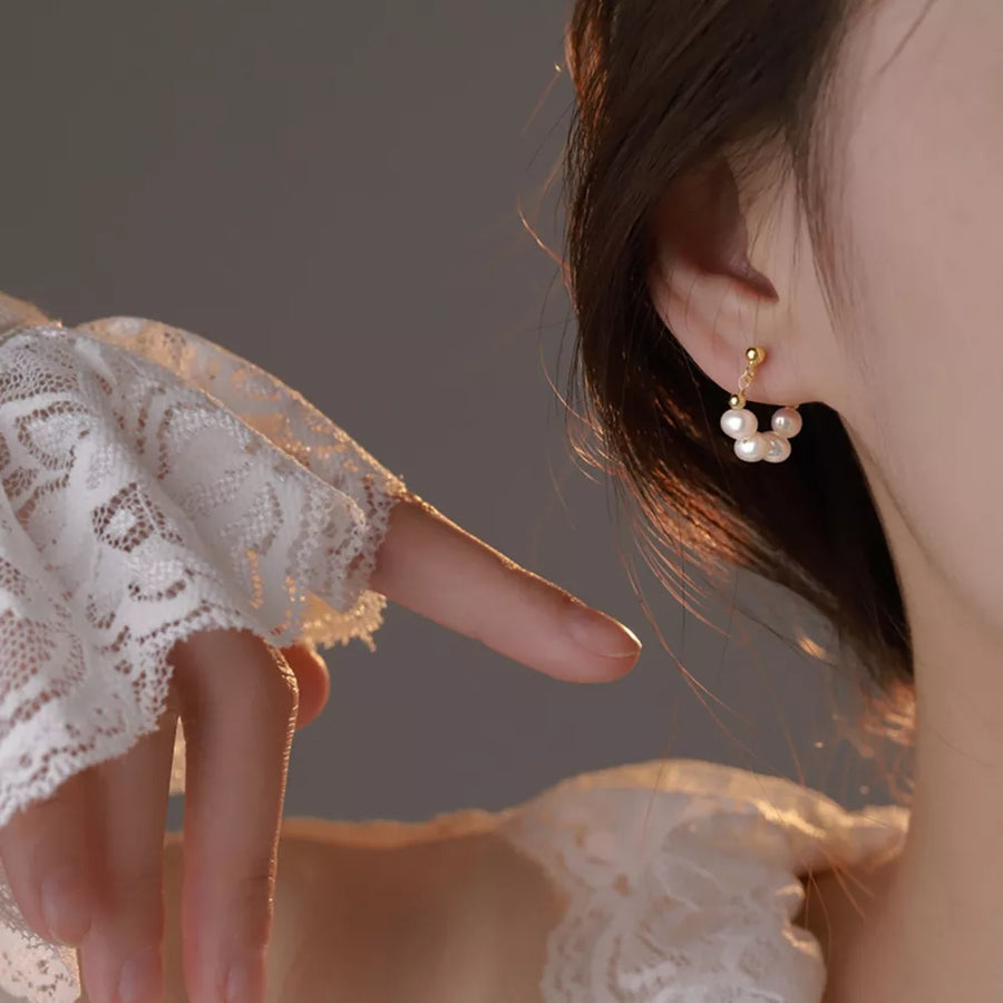 Freshwater Pearl,925 sterling silver Care instructions: Avoid wearing during exe earrings in gold with hoop silhouette