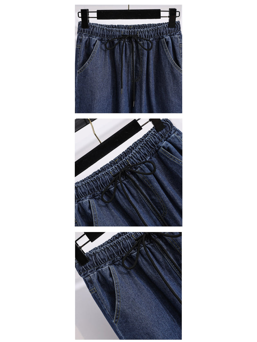 wide-leg jeans in light blue