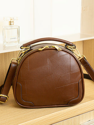 Caramel crossbody bag with small and zip