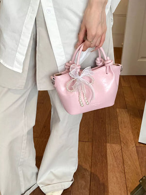 crossbody bag in Pink with bowknot and mini