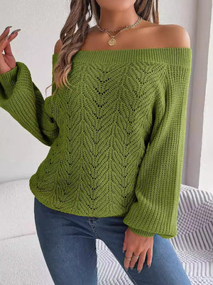 Camel pullover sweater featuring openwork and openwork knit