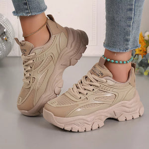 Round Toe Platform Athletic Shoes in Khaki with round toe