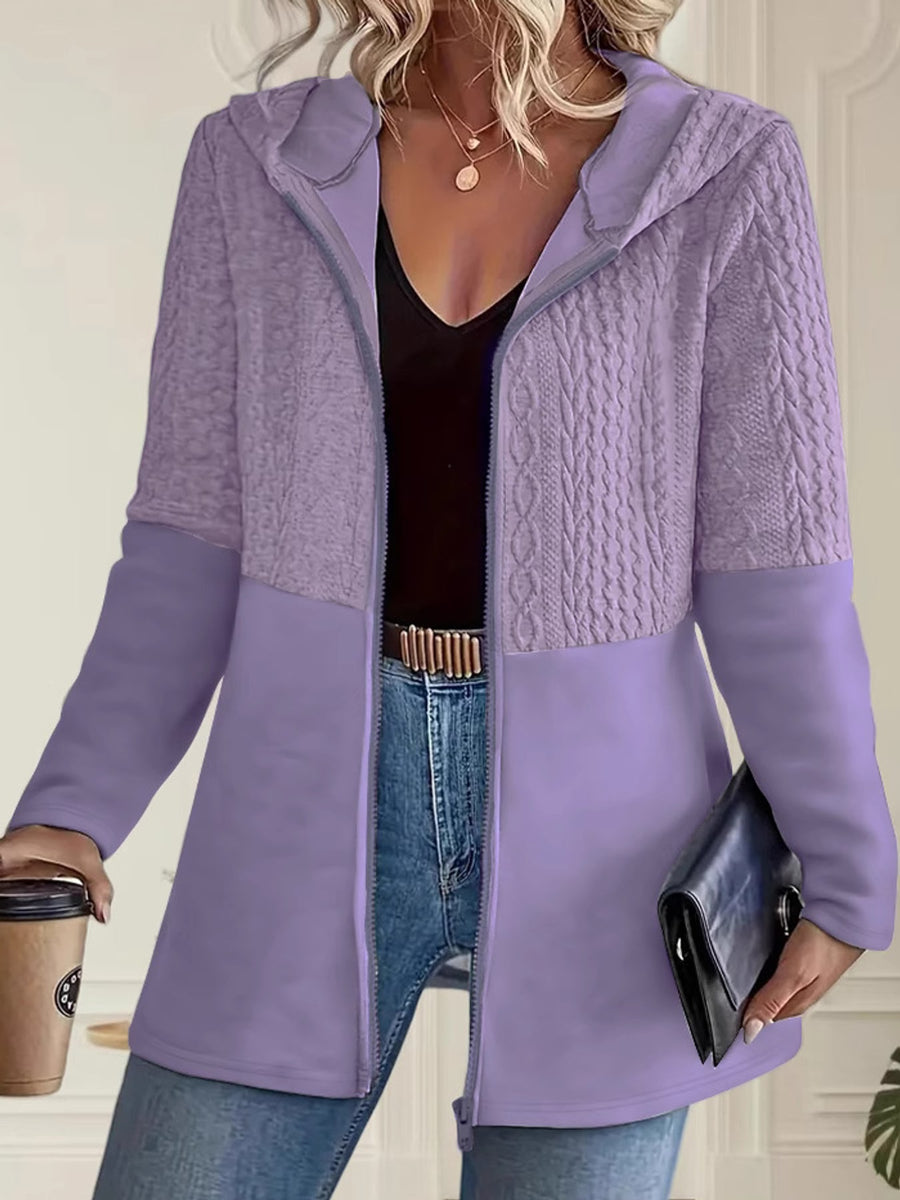 Full Size Hooded Zip-Up Jacket Plus Size in Pink with hooded