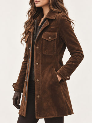 jacket in chocolate brown featuring pocketed and regular fit
