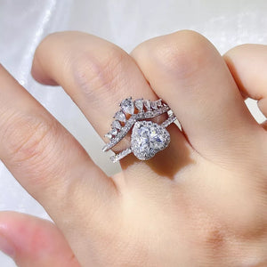 Silver 2 Carat 925 Sterling Silver Moissanite Ring Set