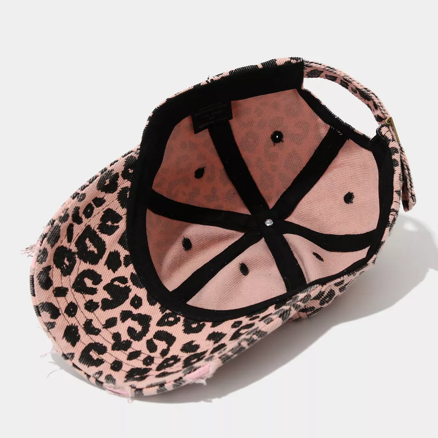 cap featuring leopard in brown with cotton Imported Size & texture