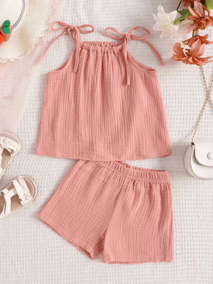 Sea Blue with Children's Textured Cami And Shorts Set in Sea Blue