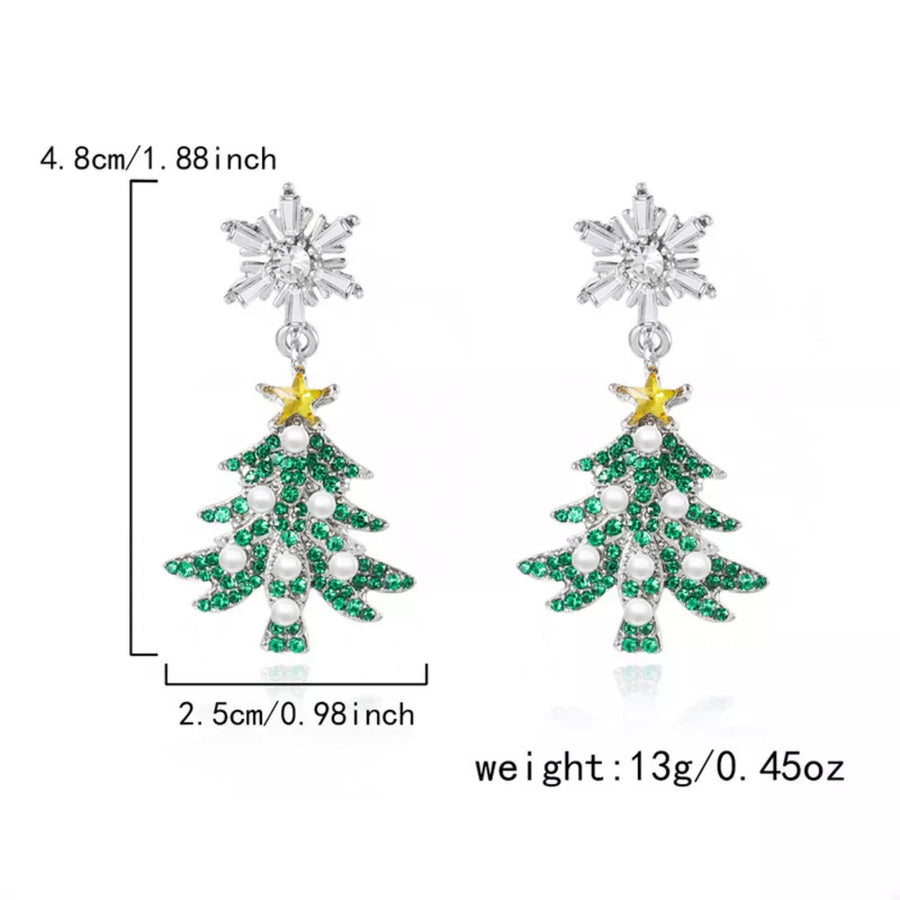 earrings in emerald green with novelty and rhinestone embellishment