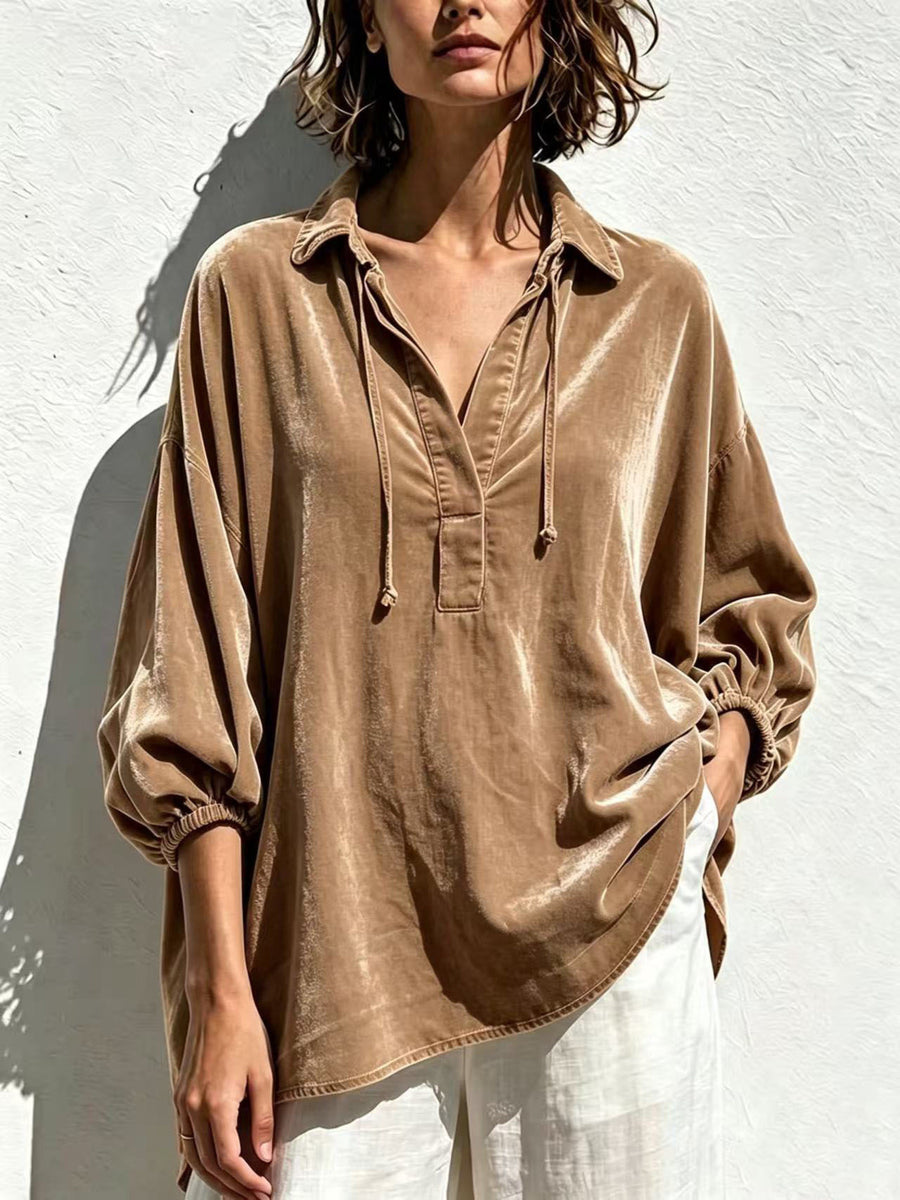 bohemian blouse in Burgundy with collared