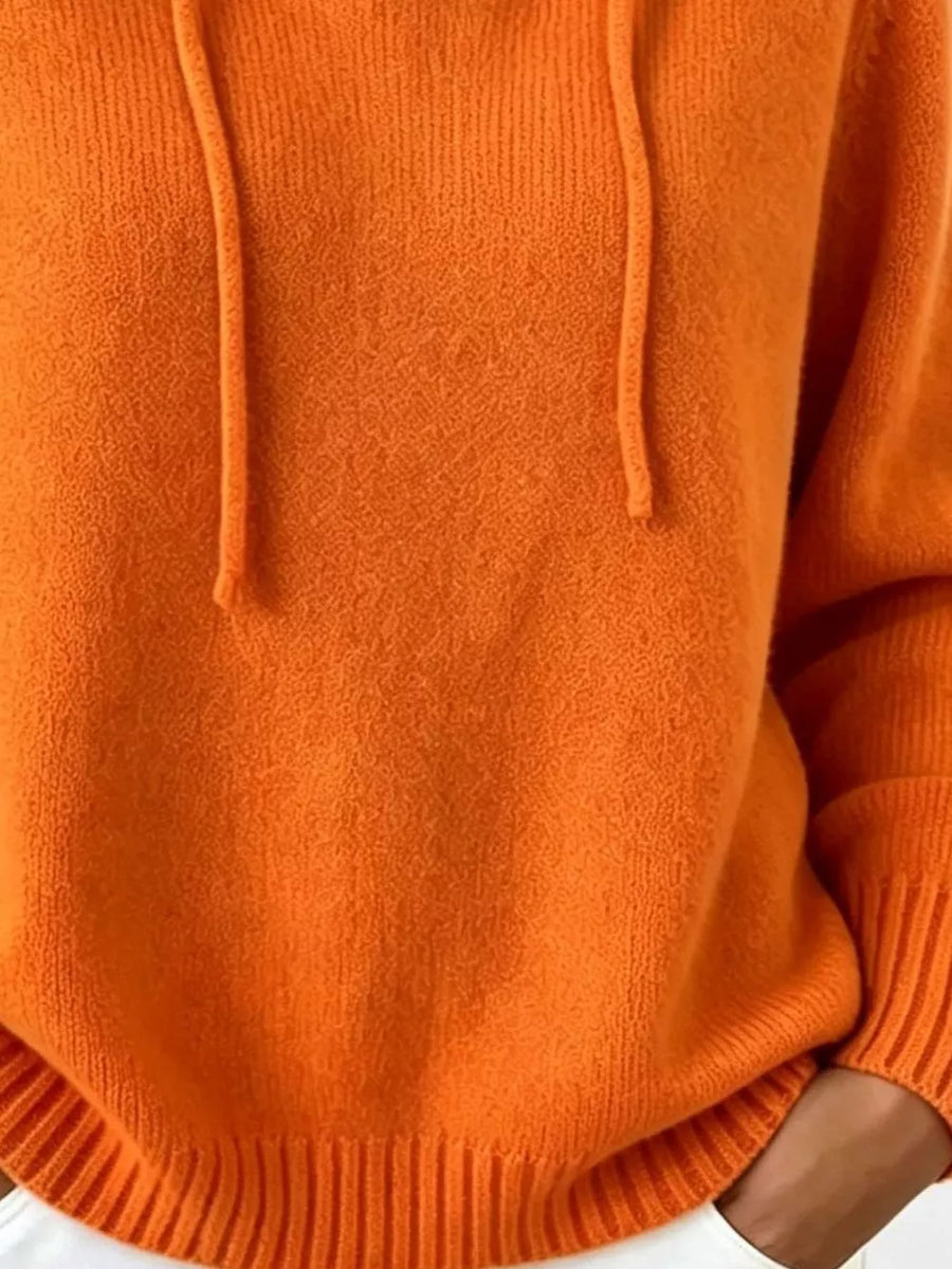 Light Blue Cozy Ribbed Long-sleeve Hooded Sweater
