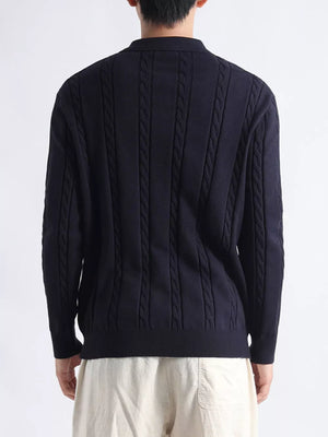 pullover sweater in Camel with cable-knit and hip-length