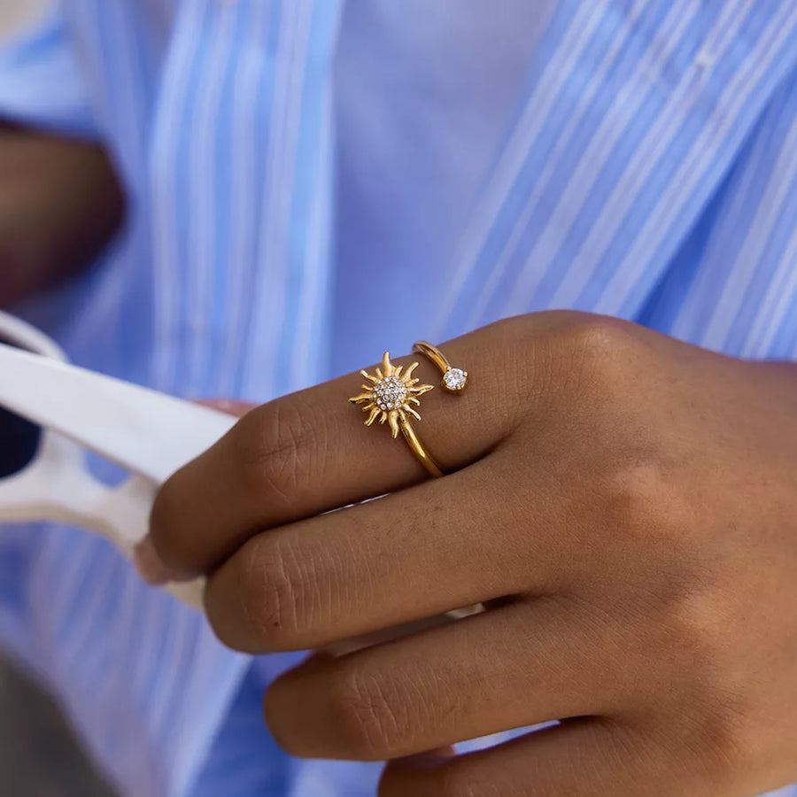 18K Gold-Plated,Stainless Steel,Zircon Care instructions: Avoid wearing during e ring in clear with bypass silhouette
