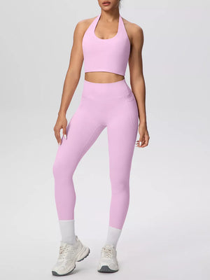 active set in Brown with halter and sleeveless