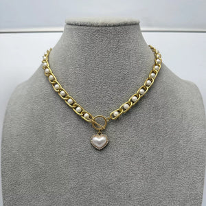 Chunky Pearl And Heart Pendant 18k Gold-plated Necklace option 6