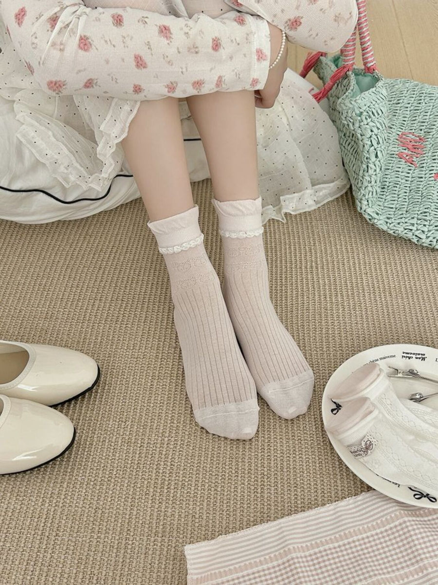 socks featuring polka dot in Dusty Pink with cotton Imported Size & texture