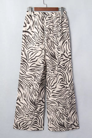 wide-leg pants in Mocha with drawstring and ankle-length