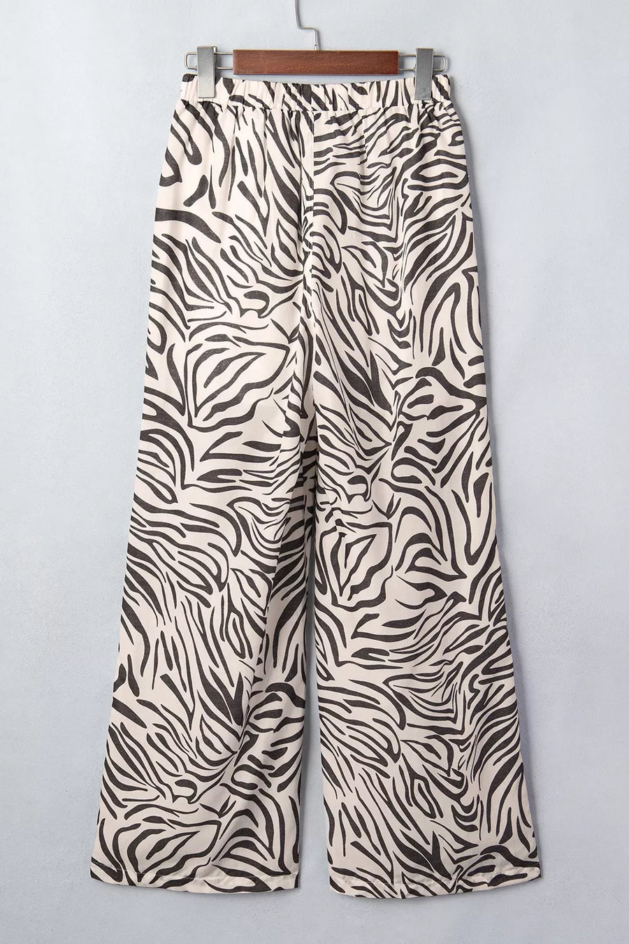 wide-leg pants in Mocha with drawstring and ankle-length