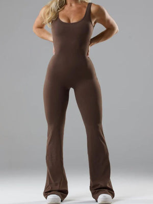 jumpsuit in Light Brown with seamless and full-length