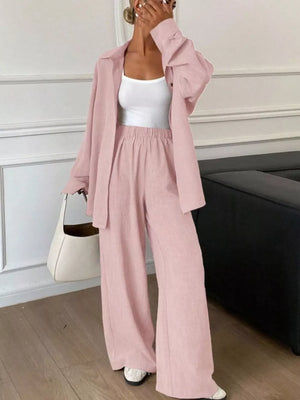 100% polyester Care instructions: Machine wash cold two-piece set in Khaki with relaxed silhouette