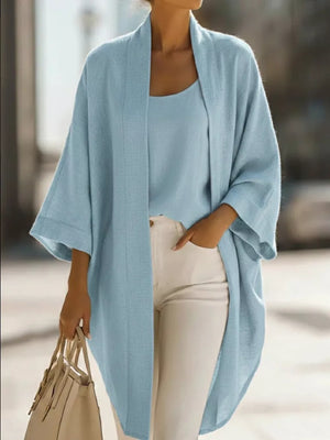 cardigan in light blue featuring two-piece set and relaxed fit