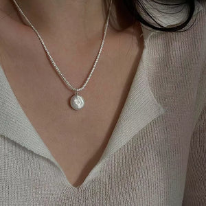 Synthetic Pearl,925 sterling silver Care instructions: Avoid wearing during exer necklace in white with fitted silhouette