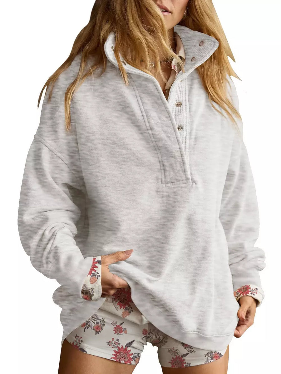 sweatshirt in heather gray featuring dropped shoulder and relaxed fit