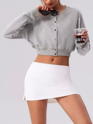 84% nylon, 16% elastane Care instructions: Machine wash cold cardigan in Grey with relaxed silhouette