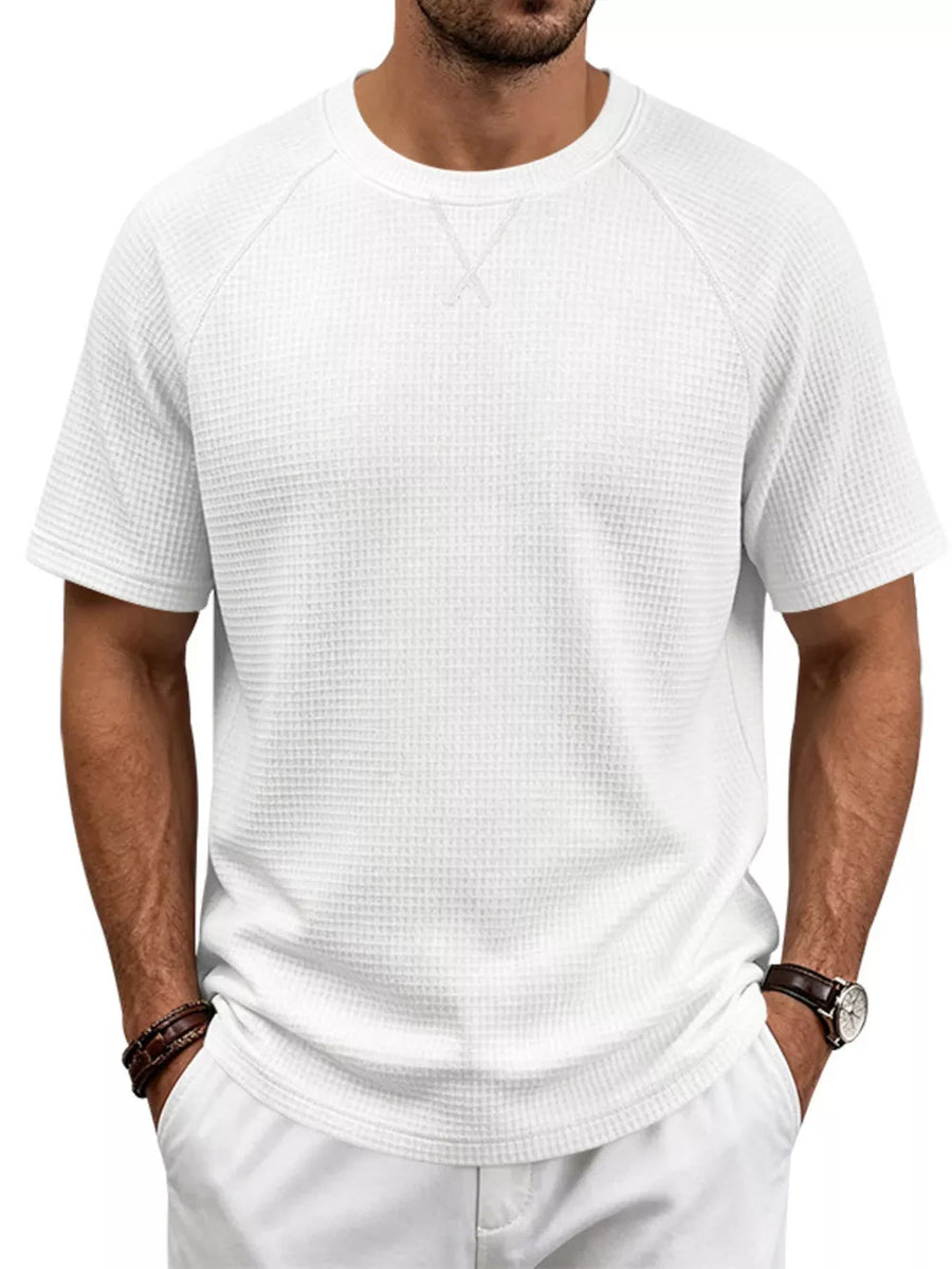 Men's Full Size Waffle Knit Raglan T-shirt in Army Green