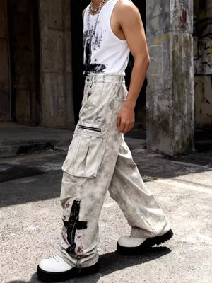 100% polyester Care instructions: Machine wash cold cargo pants in White with loose silhouette