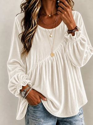 Caramel blouse with hip-length and pullover