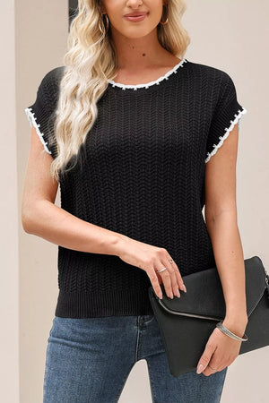 Textured Knit Sleeveless Sweater Vest option 7