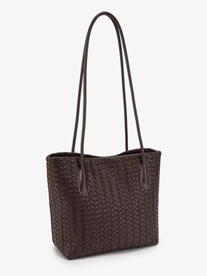 shoulder bag featuring woven in Coffee Brown with PVC Imported Size & texture