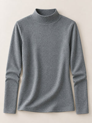 Gray slim t-shirt with mock neck