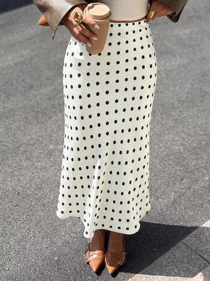 Polka Dot Midi Skirt in Orange-red