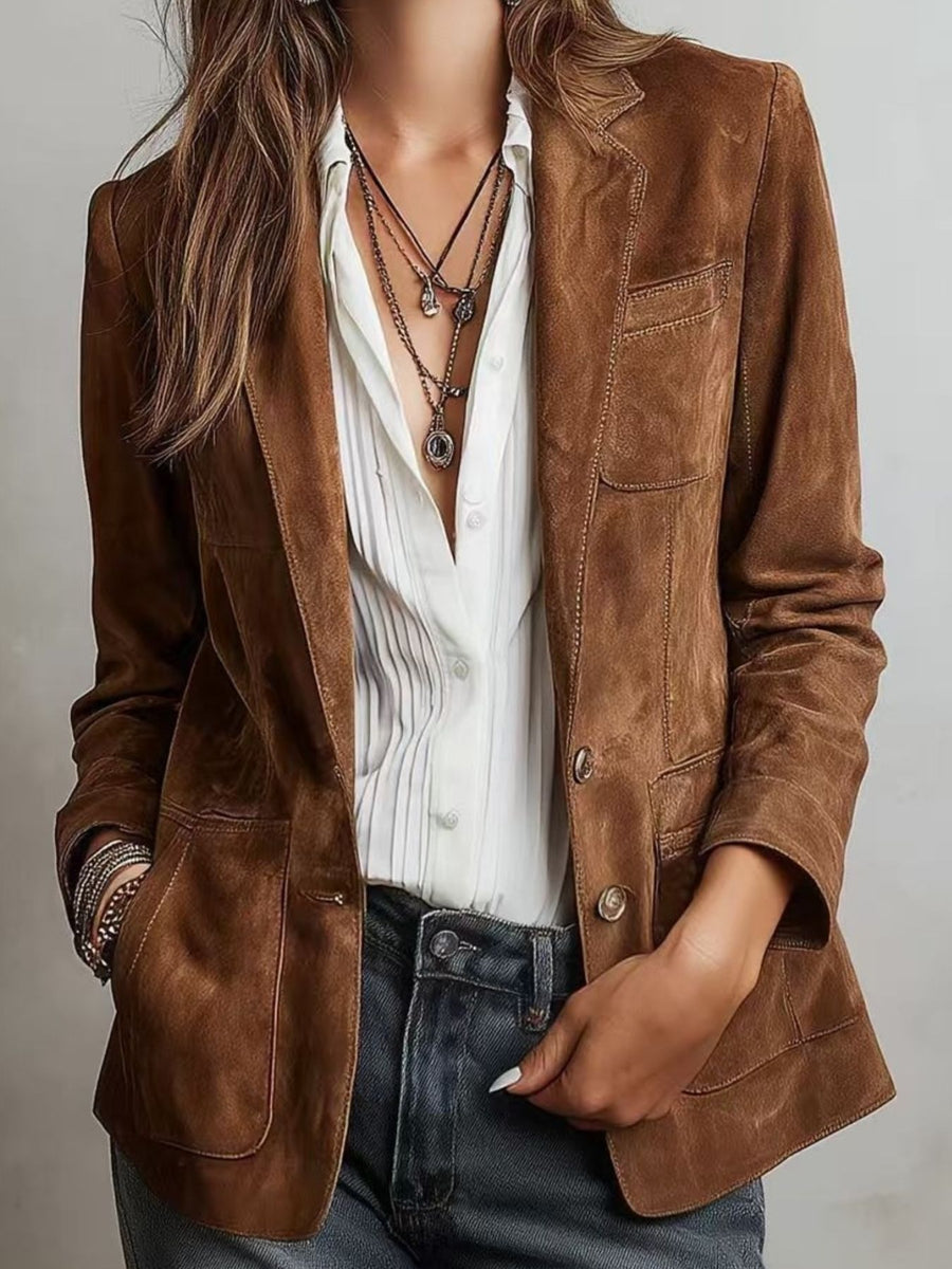 classic blazer in Chocolate with notch lapel