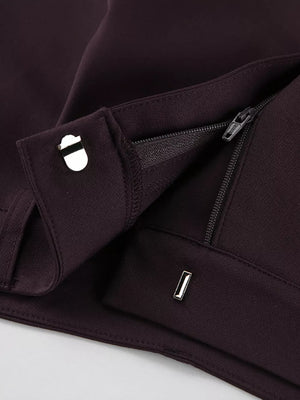 One-button Blazer And Wide-leg Pants Set in Dark Brown, view 11