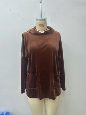 100% polyester Care instructions: Machine wash cold pullover hoodie in Coffee Brown with relaxed silhouette