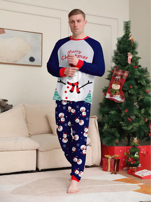 pajama set in Mom with snowman print and raglan sleeves