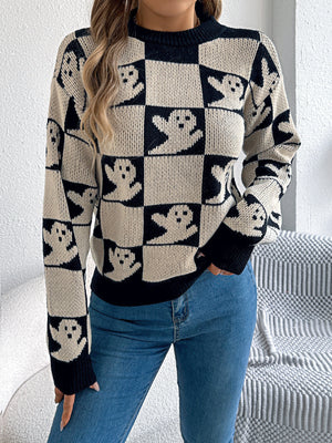 camel pullover sweater with pullover and checkerboard