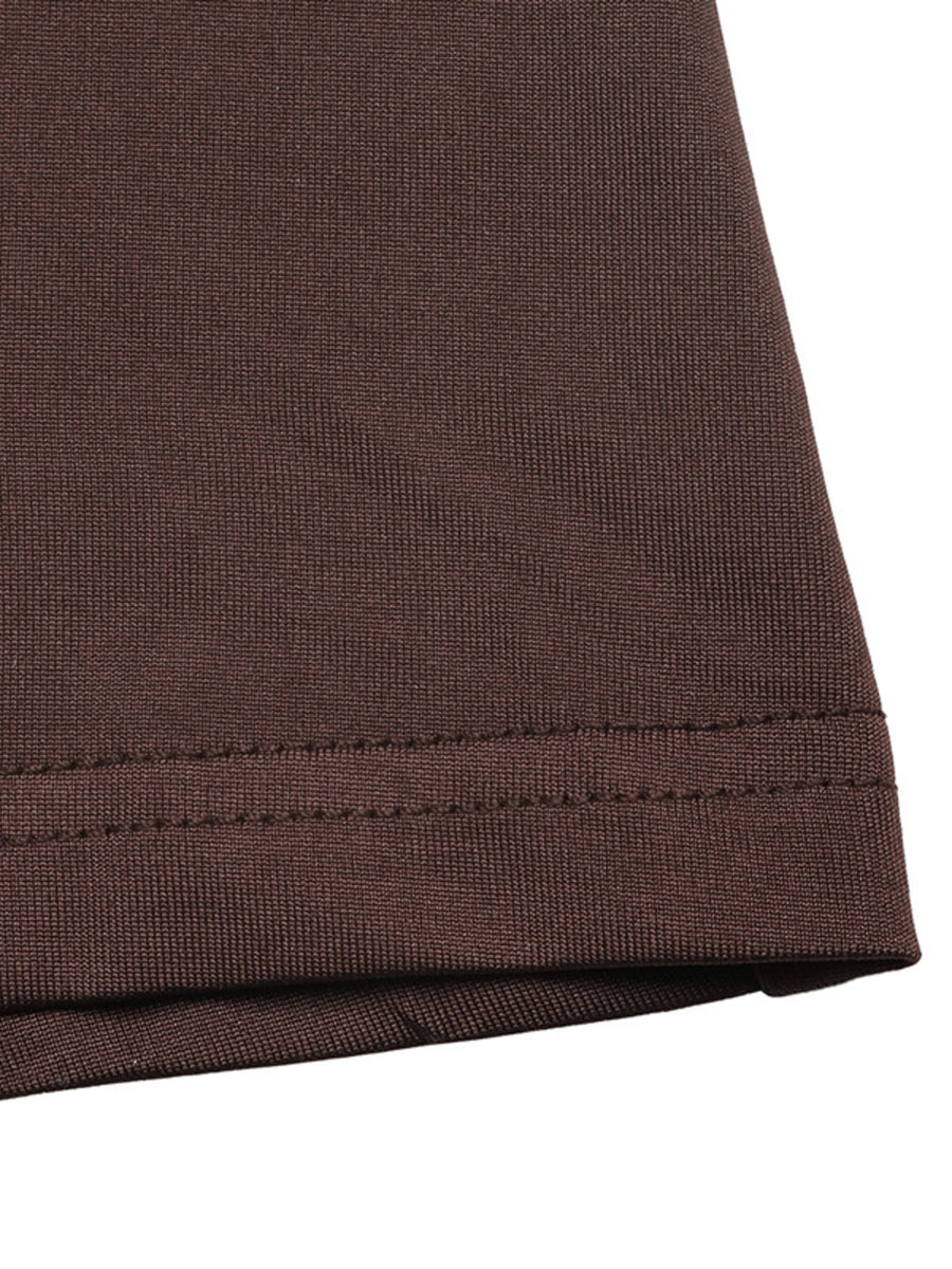 Coffee Brown A-line maxi dress with square neck