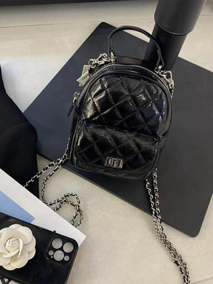 Black backpack with mini and zip-front